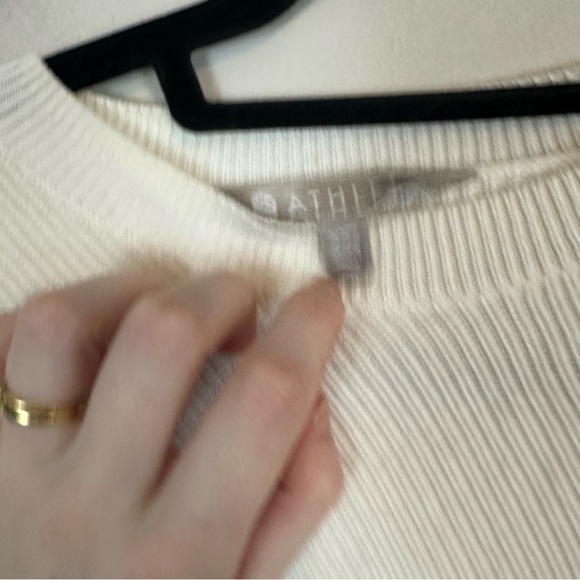 Athleta | Cream Asymmetrical Hem Pima Cotton Silk Blend Sweater Size XXS - Picture 2 of 5